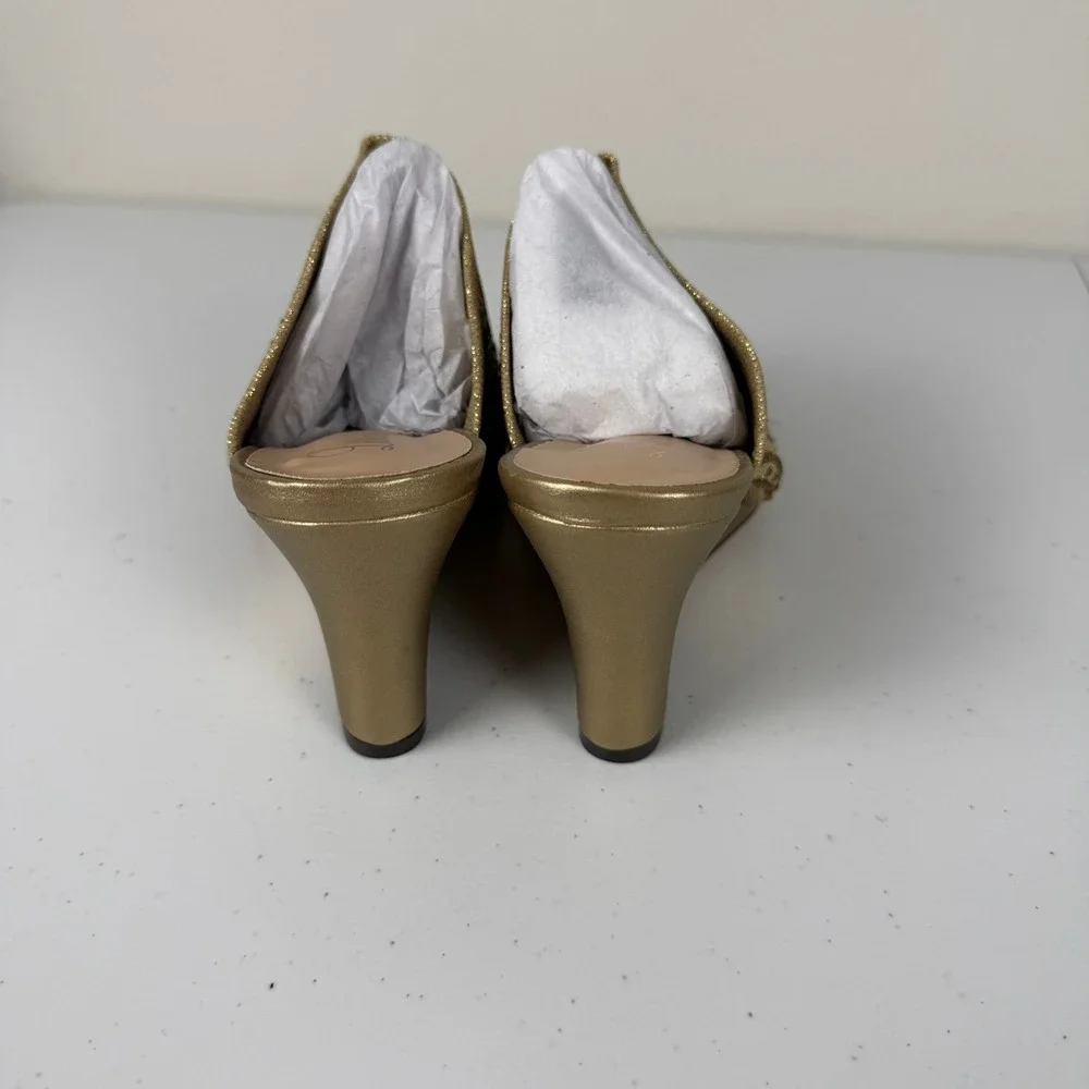 Lauren Lorraine Womens 8.5‎ Martha Wedge Sandal Gold Rhinestone Glam Evening NEW